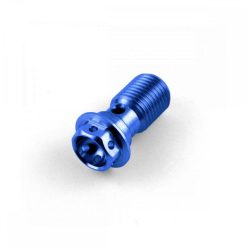Titanium Race Spec Banjo Bolt M10 x 1.25mm Single Line Length Blue